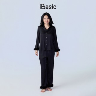 [SEASON OF LOVE] Bộ mặc nhà nữ quần dài áo tay dài màu đen iBasic HOMW063