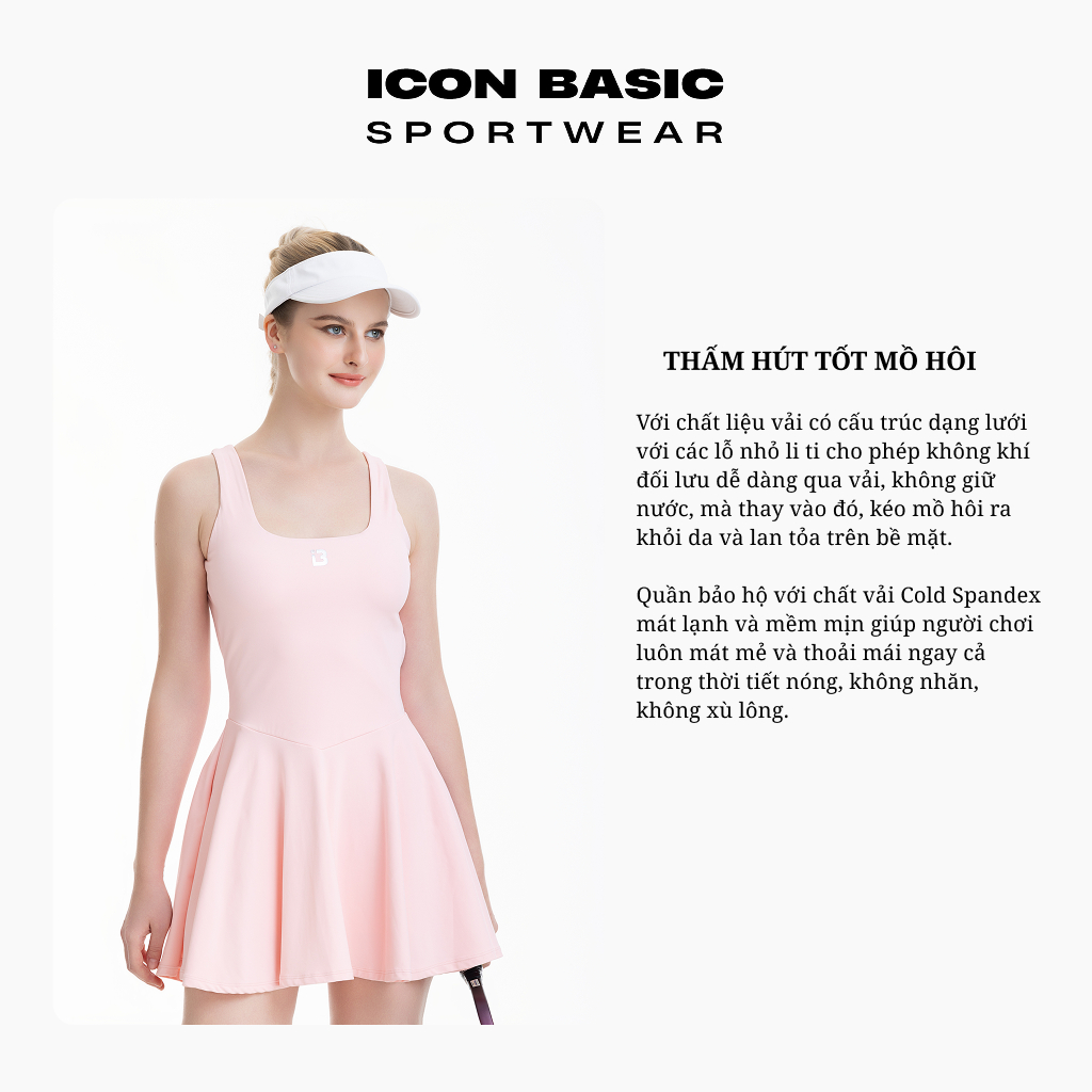 SPORT DRESS - Váy thể thao khoét lưng, nút gài, kèm quần bảo hộ - ICON BASIC Sportwear