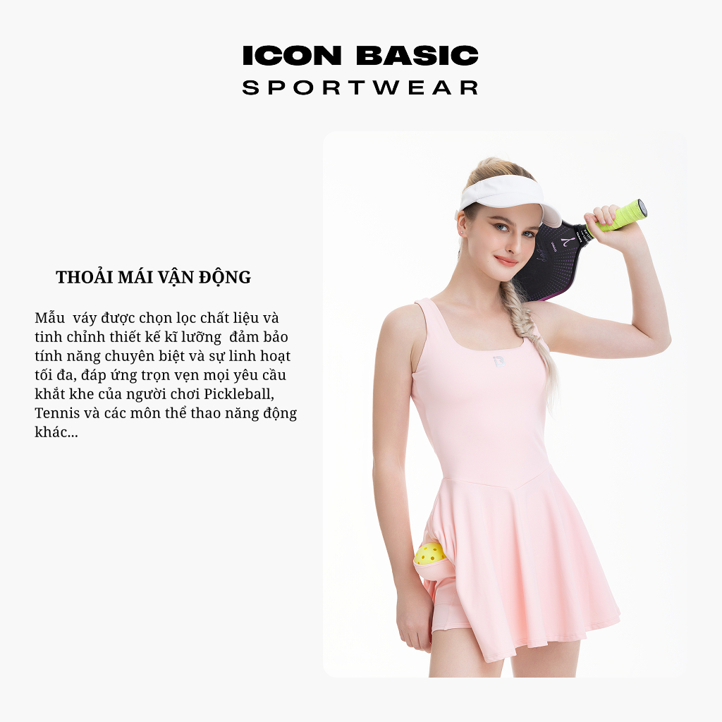 SPORT DRESS - Váy thể thao khoét lưng, nút gài, kèm quần bảo hộ - ICON BASIC Sportwear