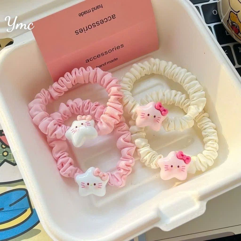 Set 2 Dây Buộc Tóc Nhún Đính Charm Kitty/Thỏ/Chân Gấu Dễ Thương Xinh Xắn Empoli