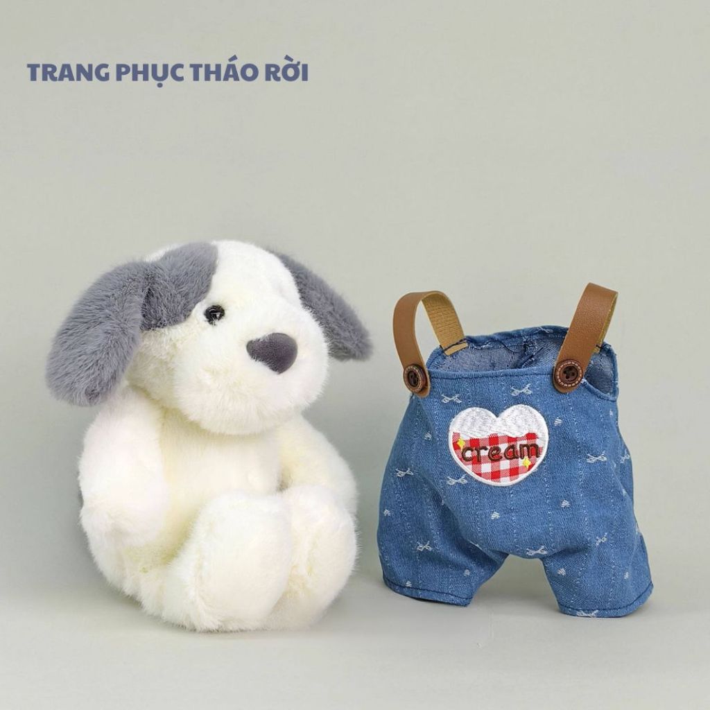 Gấu Bông Tai Đốm Mặc Yếm Jeans Đáng Yêu, Thú Nhồi Bông Chó Tai Dài Cao Cấp Làm Quà Tặng Cho Bé,Bạn Gái/Trai