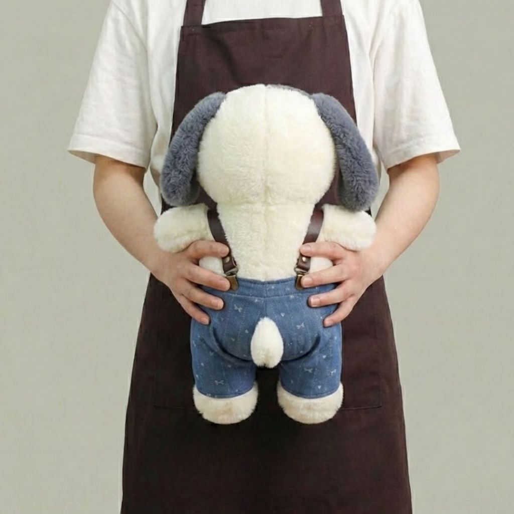 Gấu Bông Tai Đốm Mặc Yếm Jeans Đáng Yêu, Thú Nhồi Bông Chó Tai Dài Cao Cấp Làm Quà Tặng Cho Bé,Bạn Gái/Trai
