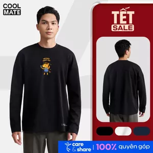 Áo dài tay nam nữ Relax Care & Share IN Mã đáo thành tích Coolmate