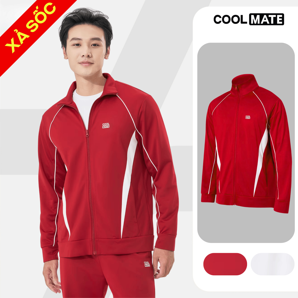 [MUA 2 GIẢM 5%]Áo khoác thể thao Teamwear lightweight Flexline active, áo khoác màu đỏ Việt Nam Coolmate