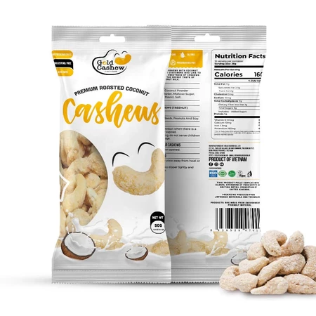 Hạt Điều Rang Nước Cốt Dừa Gold Cashew 50g - Chuẩn Xuất Khẩu Nhật, Mỹ
