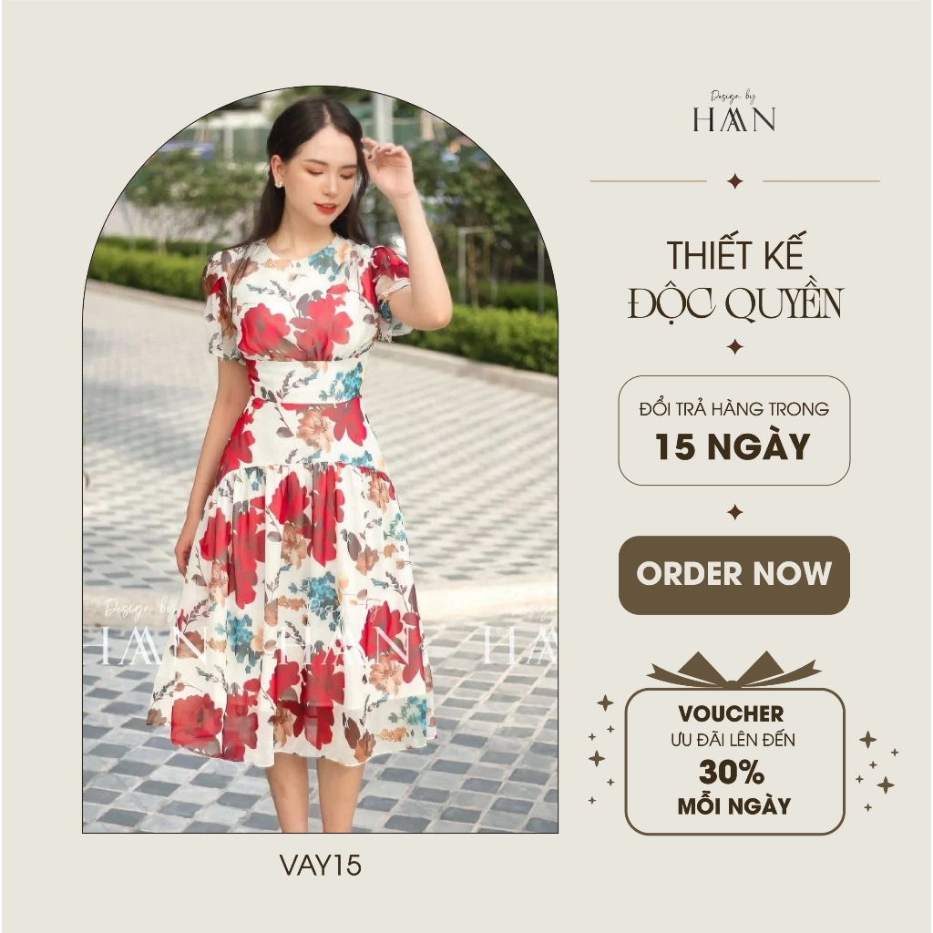 Váy hoa dáng dài HAAN DESIGN thiết kế công sở 2 lớp chất liệu voan tơ mát nhẹ nhàng (VÁY06)