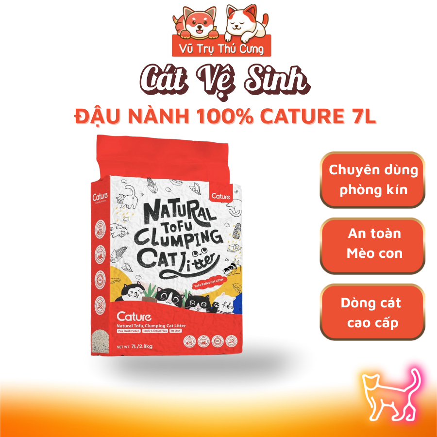 Cát đậu nành Tofu Cature hương Sữa, túi 7L (2,8Kg), Cát không bụi, khử mùi trong phòng kín