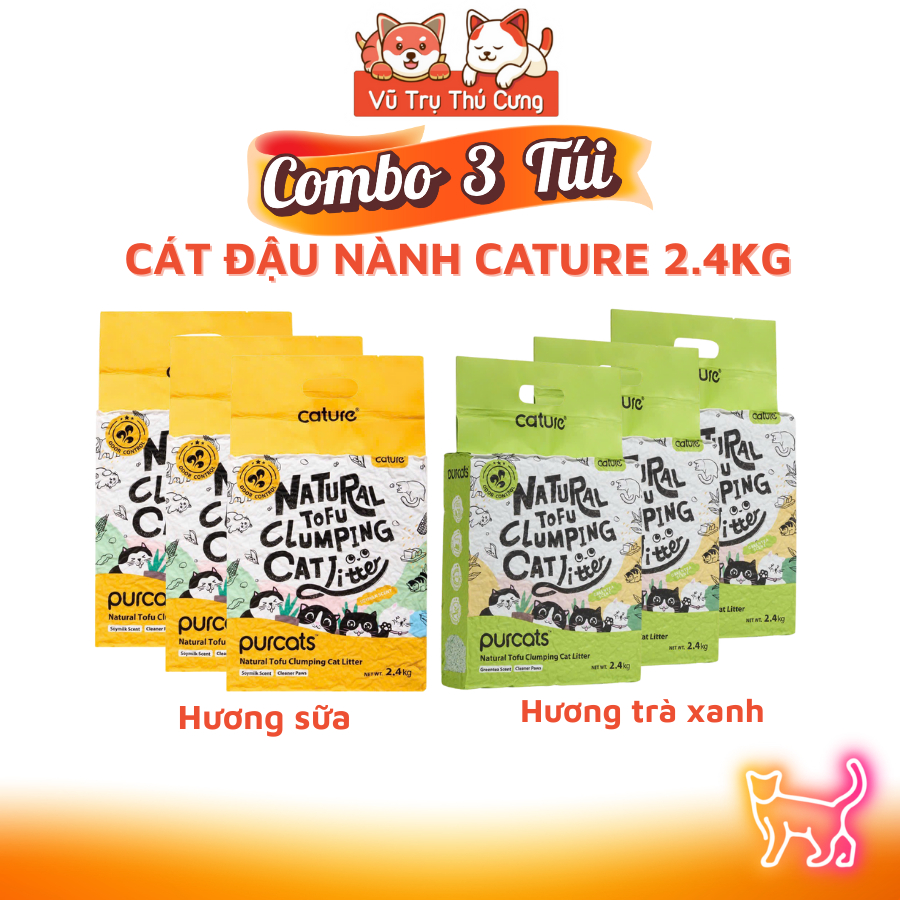 Combo 3 Túi Cát Đậu Nành Natural Tofu Cature Cho Mèo Đi Vệ Sinh