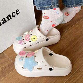 Dép sục nữ đế cao 4cm đế bằng kèm charm NSL kiểu sandal quai hậu dễ thương CS-240 Mita