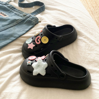 Dép sục nữ đế cao 4cm đế bằng kèm charm NSL kiểu sandal quai hậu dễ thương CS-240 Mita