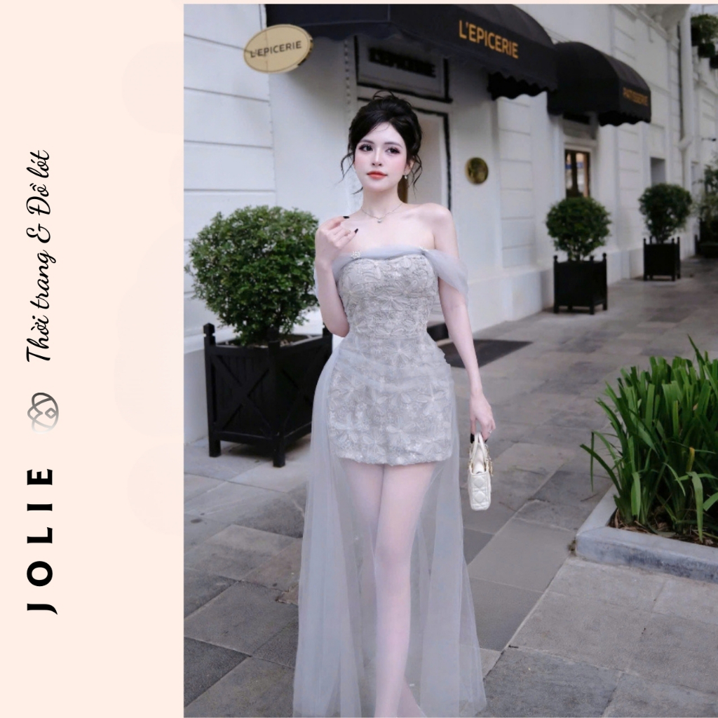 Váy JOLIE - Đầm Maxi Trễ Vai Cao Cấp, Thiết Kế Tiểu Thư Đi Tiệc, Sự Kiện