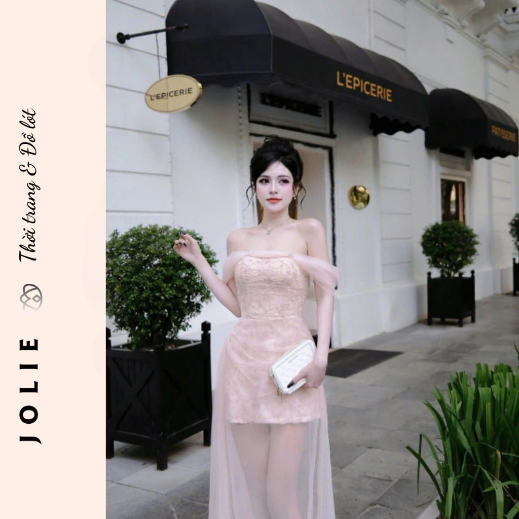 Váy JOLIE - Đầm Maxi Trễ Vai Cao Cấp, Thiết Kế Tiểu Thư Đi Tiệc, Sự Kiện
