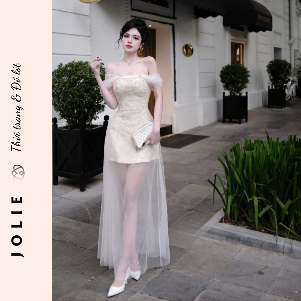 Váy JOLIE - Đầm Maxi Trễ Vai Cao Cấp, Thiết Kế Tiểu Thư Đi Tiệc, Sự Kiện