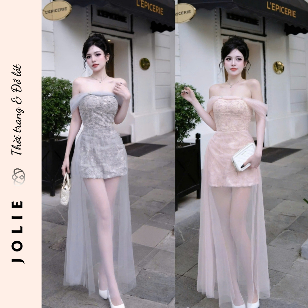 Váy JOLIE - Đầm Maxi Trễ Vai Cao Cấp, Thiết Kế Tiểu Thư Đi Tiệc, Sự Kiện