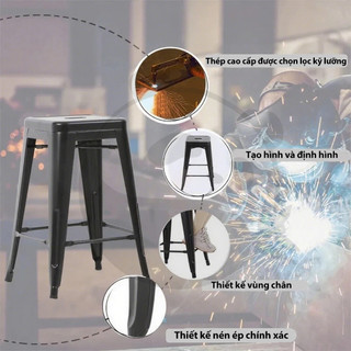 Ghế Quầy Bar Cao Cấp Bằng Sắt Sơn Tĩnh Điện Chống Gỉ Chịu Lực Tốt Cho Góc Ăn Quán Cafe Nhà Hàng