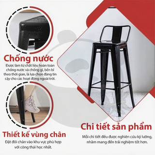 Ghế Quầy Bar Cao Cấp Bằng Sắt Sơn Tĩnh Điện Chống Gỉ Chịu Lực Tốt Cho Góc Ăn Quán Cafe Nhà Hàng