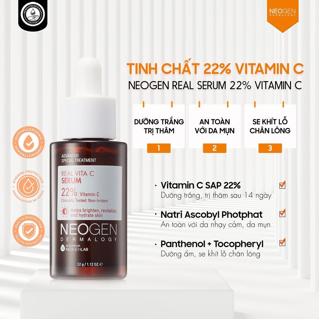 [NEOGEN] Serum Mờ Thâm Dưỡng Sáng Da Vitamin C SAP + Niacinamide Neogen Dermalogy Real Vita C 32g