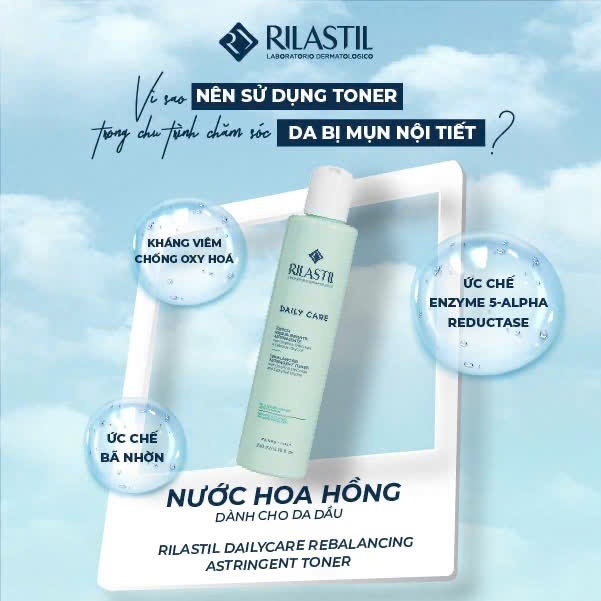 Bộ đôi sữa rửa mặt và nước cân bằng cho da dầu nhạu cảm Rilastil Daily Care