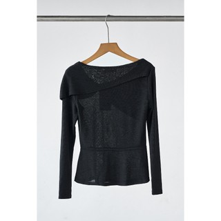 Áo Len Thun Peplum Dài Tay Cổ Tim Áo Kiểu Công Sở Nữ Dáng Ôm Thu Đông LAMER L61B25T016