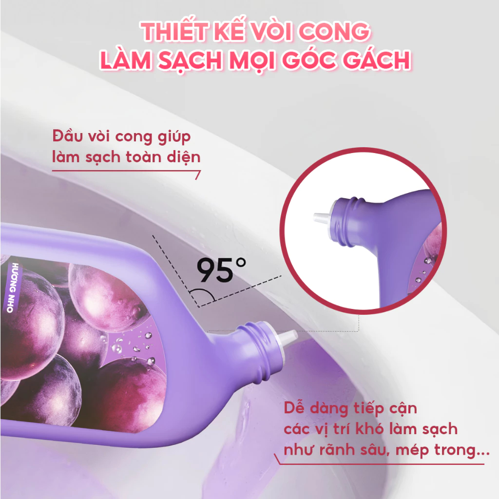Nước Tẩy Bồn Cầu TOPGIA Hương Nho & Đào – Làm Sạch Nhanh, Khử Mùi Hiệu Quả (Chai 500ml)