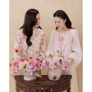 Set Đôi Áo Pháp Phục Cẩm Và Diệu Vy Tiểu Thư Phối Quần Lụa Joie