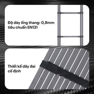 Thang rút đơn thép carbon Fujihome STL 2,7m đến 5,9m chân đế cao su chống trượt, chốt khóa an toàn