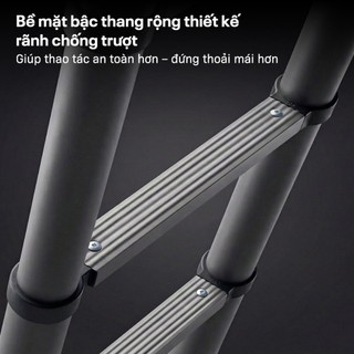 Thang rút đơn thép carbon Fujihome STL 2,7m đến 5,9m chân đế cao su chống trượt, chốt khóa an toàn