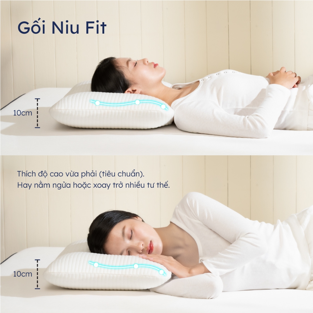 Gối Niu Ru9 | Memory Foam Êm Ái Nâng Đỡ | Giảm Đau Mỏi Cổ Vai Gáy | Thoáng Khí Vượt Trội | Kích Thước 40 x 60 | BigBuy360 - bigbuy360.vn