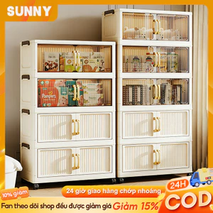 SUNNY Tủ nhựa nhiều tầng gấp gọn phòng ngủ tủ quần áo đa năng dung lượng lớn kệ để đồ có bánh xe