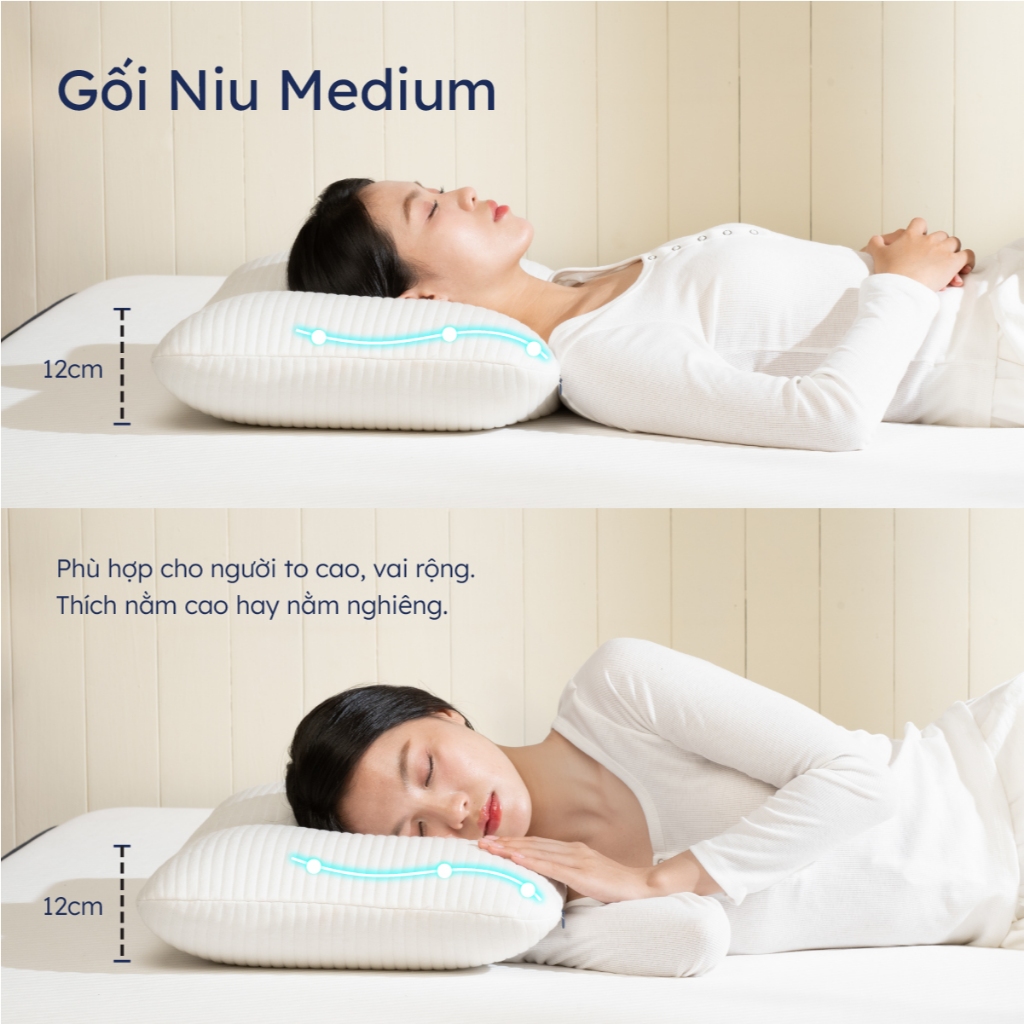 Gối Niu Ru9 | Memory Foam Êm Ái Nâng Đỡ | Giảm Đau Mỏi Cổ Vai Gáy | Thoáng Khí Vượt Trội | Kích Thước 40 x 60 | BigBuy360 - bigbuy360.vn