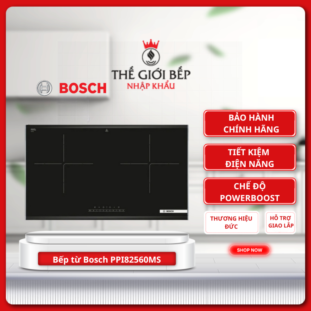 Bếp Từ Bosch PPI82560MS Mặt Kính Schott Ceran Chịu Lực, Tiết Kiệm Điện Năng