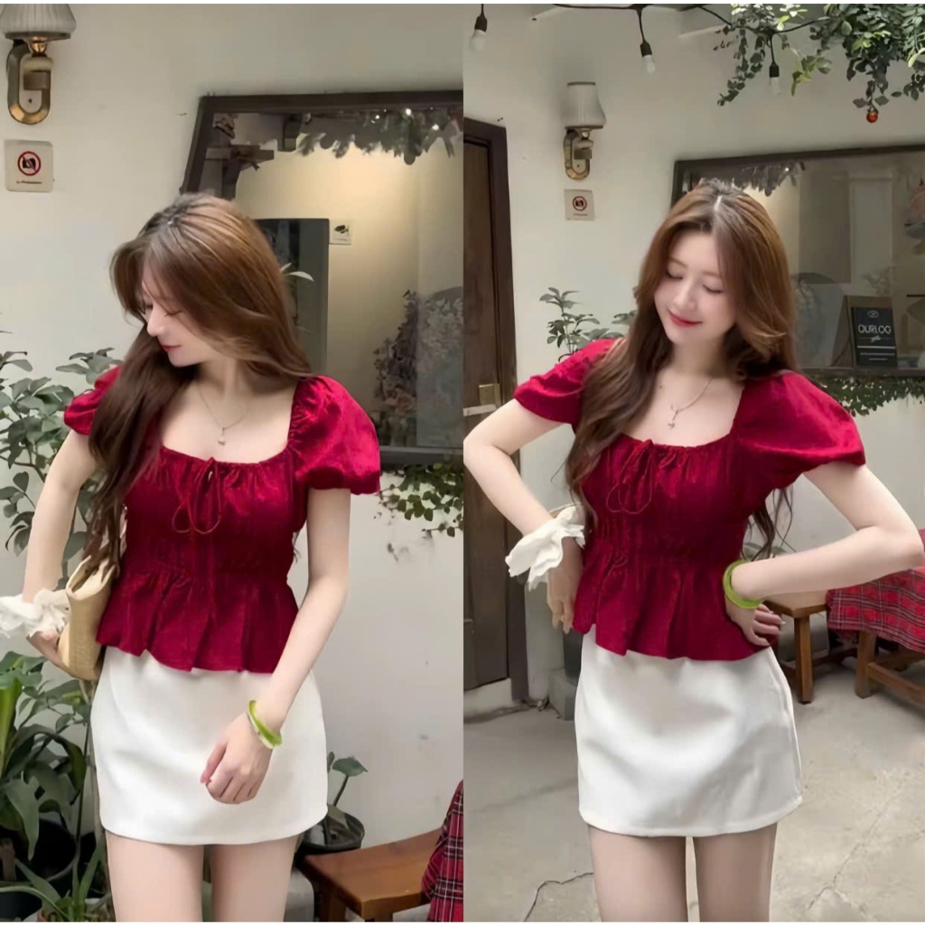 [HÀNG LOẠI 1]Áo Babydoll Linen Kiểu Tay Bồng Chiết Eo Bo Thân Siêu Xinh,Tôn Dáng Mặc Được Nhiều Kiểu | BigBuy360 - bigbuy360.vn