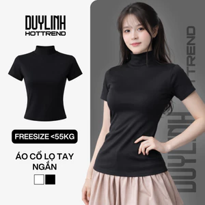Áo cổ lọ nữ ngắn tay dáng dài sơ vin Duy Linh áo body nữ cổ cao dáng ôm chất vải mềm mại DL37A