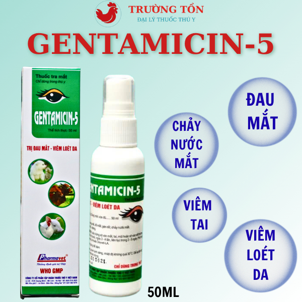 Chai xịt vệ sinh Gentamicin 5- Hỗ trợ nhanh lành vết thương cho vật nuôi