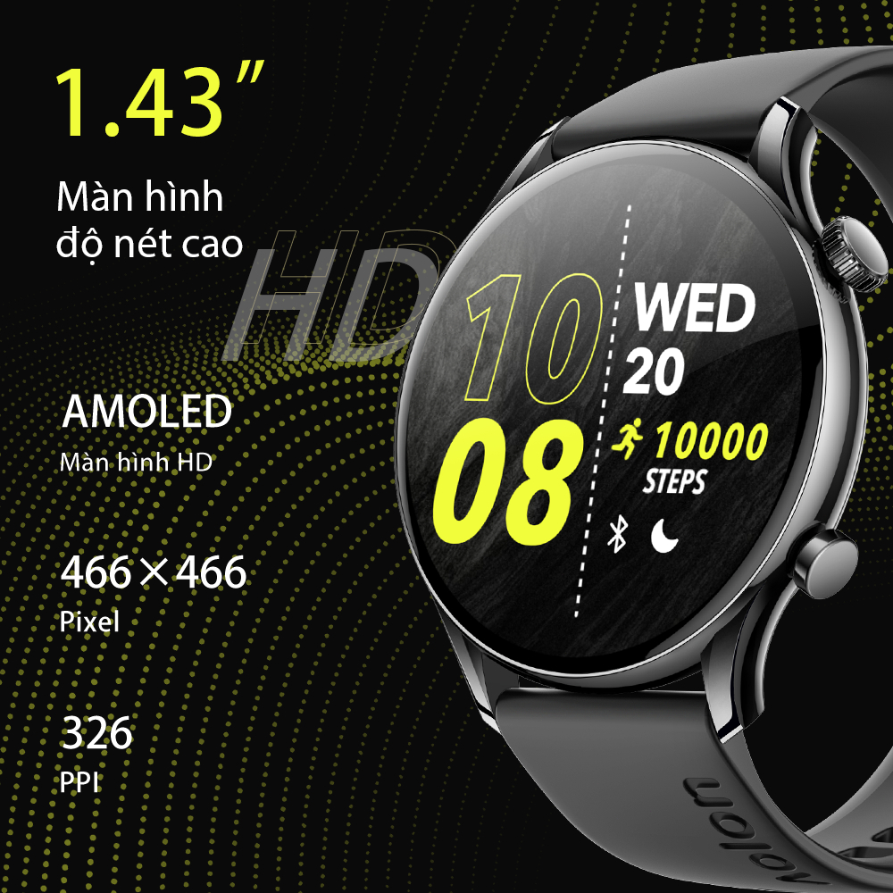 Aolon GTR 3 Dày 8.8mm | Màn hình AMOLED 1.43 inch | IP68 | Tập thể dục lành mạnh AOD | Đồng hồ nữ