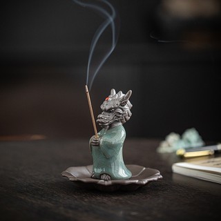 Đĩa Nhang Hương Lư Đốt Gốm Sứ Kiểu Cổ Chân Phượng Long Phúc Thiền Ý Đạo Trà Dùng Thiền Thư Nhà