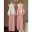 QC_ Set đồ lam, set cách tân thiết kế áo Gấm hoa cố yếm 2 tầng form babydoll xoè kèm quần dài Lụa