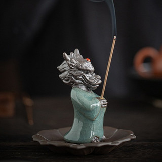 Lư Đốt Gốm Sứ Kiểu Cổ Nến Chân Phượng Long Phúc  Lư Đốt Hương Thiền Ý Đạo Trà - Thiền Thư Giãn Dùng Nhà terrarium,bonsai