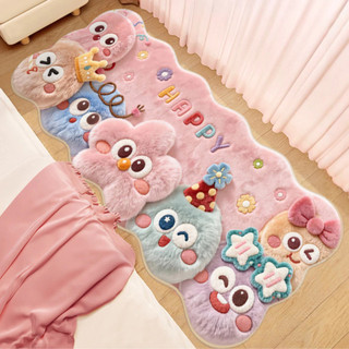 Thảm Lau Chân Lông Cừu Cashmere Gia Đình PomPom Dễ Thương MAISON Thảm Nhà Tắm Siêu Thấm Hút, Đế Chống Trượt