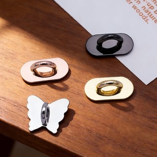 【Chamvn】Móc treo điện thoại hình bướm oval có lớp keo dính phía sau phụ kiện trang trí điện thoại bằng kim loại.
