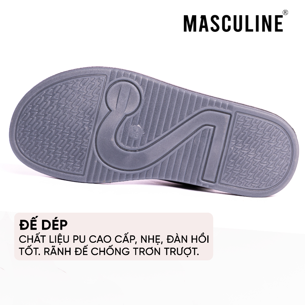 Dép nam trung niên Masculine MDL602 quai da bò thật, đế PU chống trơn, thiết kế hai quai