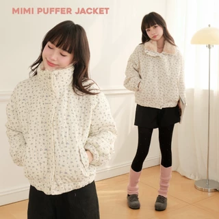 BLEUBIRD Áo khoác trần bông hoa nhí cổ lông Mimi Puffer Jacket