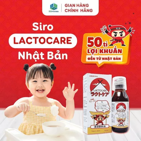 Siro Lactocare Nhật Bản Bổ Sung 50 Tỷ Lợi Khuẩn Cải Thiện Tiêu Hóa, Tăng Đề Kháng Hương Sữa Chua 100ml