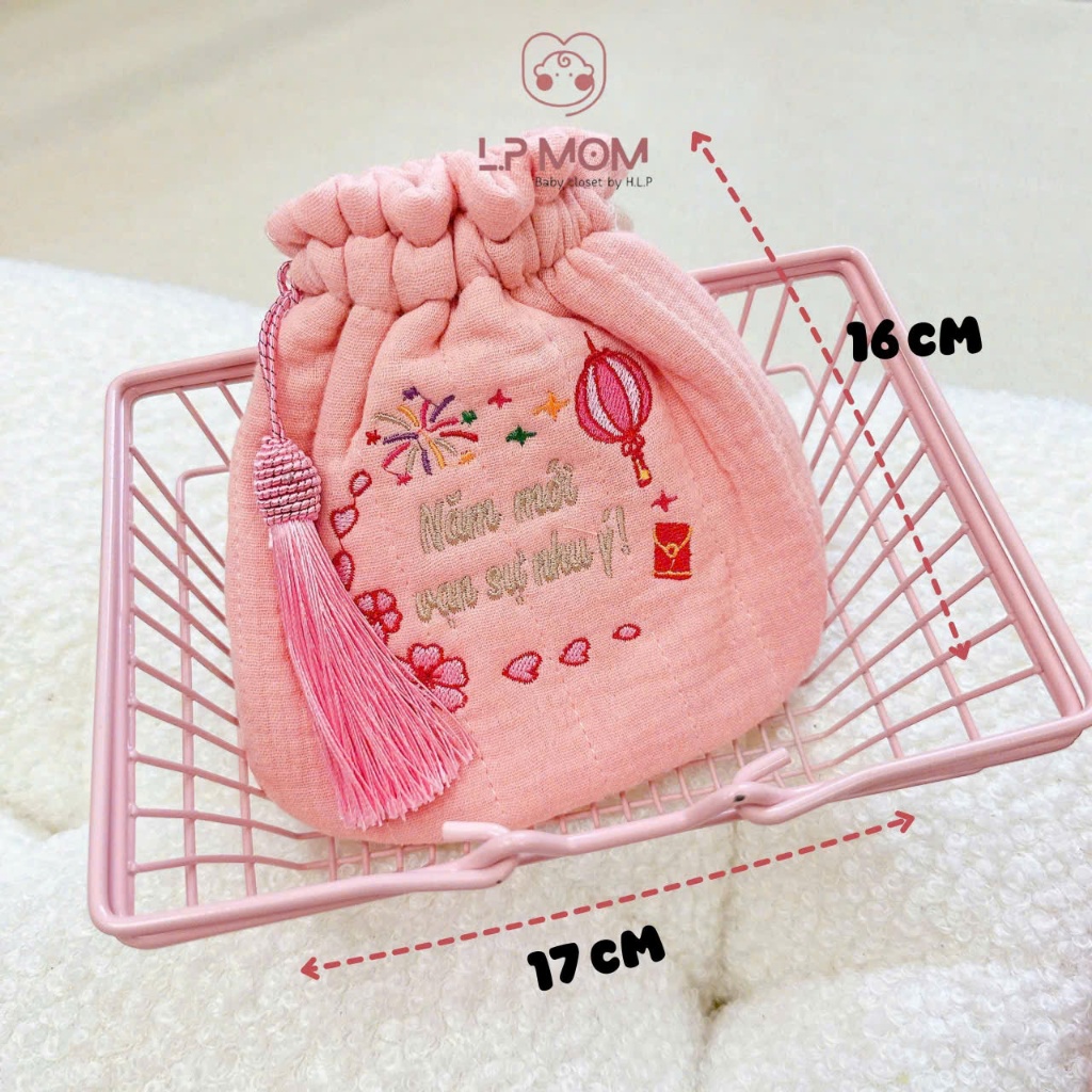 Túi đựng lì xì cho bé dễ thương, Túi lì xì phong cách Tết cổ truyền Việt Nam size to 16cm [KO THÊU TÊN]