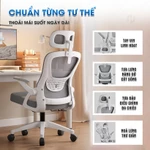 Ghế công thái học HTD-588 | Ghế xoay văn phòng lưới, tay 3D, tựa đầu đa chiều, ngả lưng, nâng hạ chiều cao, bền đẹp — ảnh 3