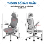 Ghế công thái học HTD-588 | Ghế xoay văn phòng lưới, tay 3D, tựa đầu đa chiều, ngả lưng, nâng hạ chiều cao, bền đẹp — ảnh 2