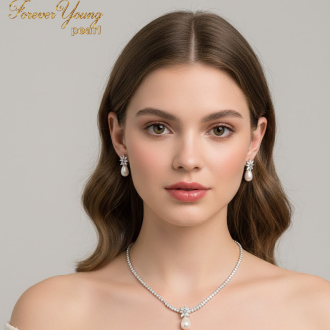 SET50 - Bộ trang Sức Đính Đá Cổ Tia Bản Lớn 7-8 li - Vòng Cổ và Bông Tai Sang Trọng - Forever Young