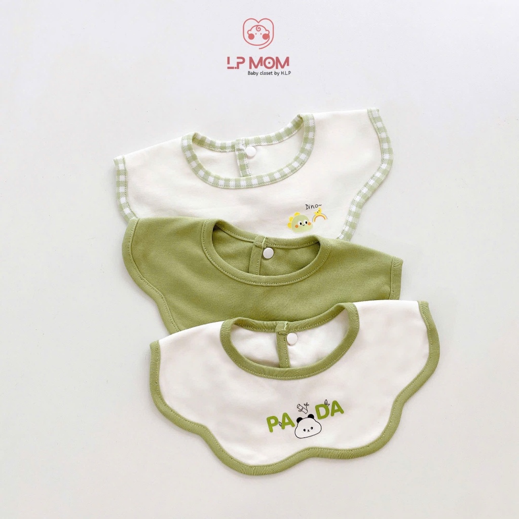 Combo 3 Yếm cổ cotton cao cấp cho bé, Yếm tròn xoayt phong Cách Hàn Quốc dễ thương