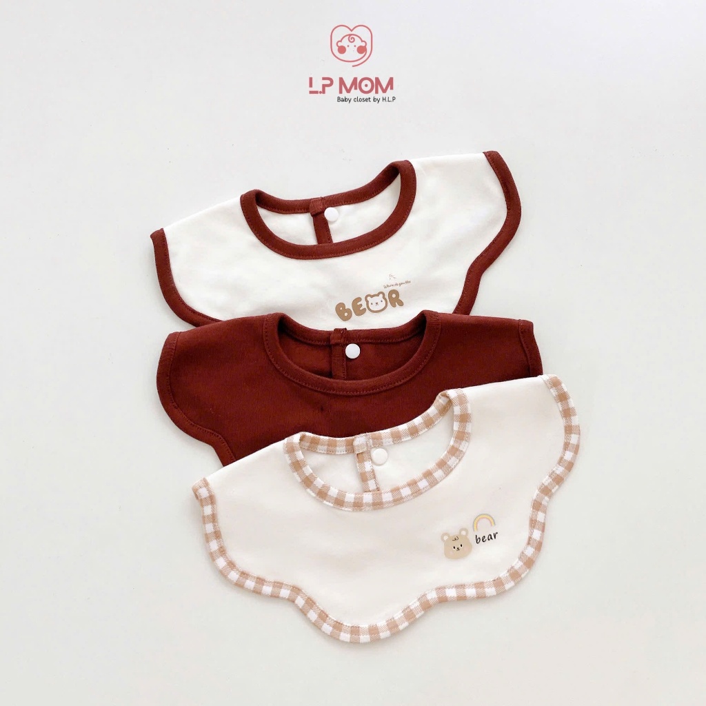 Combo 3 Yếm cổ cotton cao cấp cho bé, Yếm tròn xoayt phong Cách Hàn Quốc dễ thương