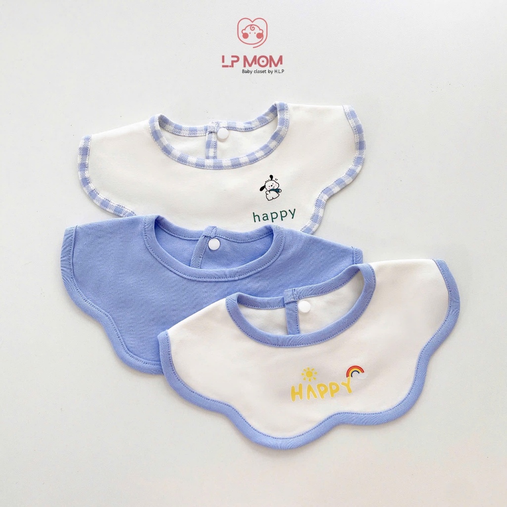 Combo 3 Yếm cổ cotton cao cấp cho bé, Yếm tròn xoayt phong Cách Hàn Quốc dễ thương